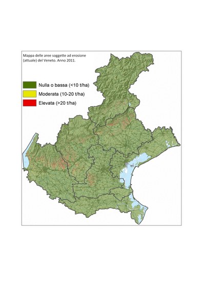 Mappa aree a rischio di erosione (attuale), 2011.