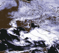 Immagine da satellite in modalità visibile relativa al 14 aprile 2001 [fonte: Meteosat]