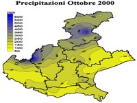 Precipitazione cumulata nel mese di ottobre 2000 sul territorio regionale