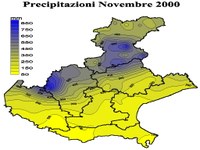 Precipitazione cumulata nel mese di novembre 2000 sul territorio regionale