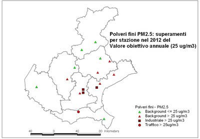 PM25 mappa 2012 Veneto