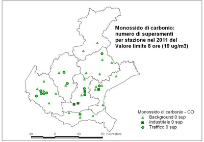 Monossido di carbonio, Veneto, 2011