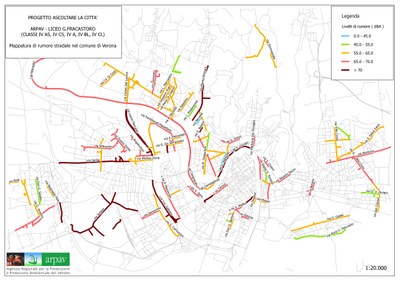 Mappa acustica Comune di Verona _ Progetto Rumore e silenzio Arpav Liceo Fracastoro