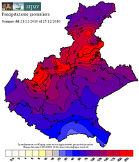 Precipitazione registrata tra il 21 e il 25 dicembre 2010