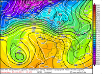 Analisi sinottica a 500hPa e al suolo per il giorno indicato