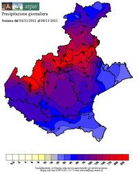 Mappa delle precipitazioni accumulate nel periodo indicato