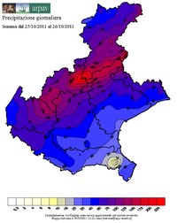 Mappa delle precipitazioni accumulate nel periodo indicato