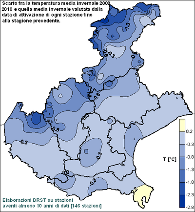 Scarto di temperatura stagione Inverno 2009-2010